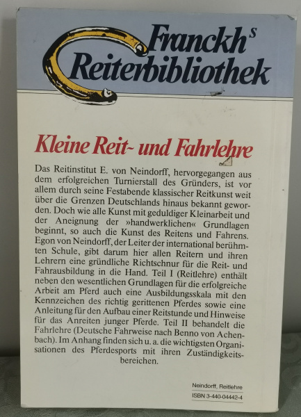 Kleine Reit- und Fahrlehre - Egon von Neindorff
